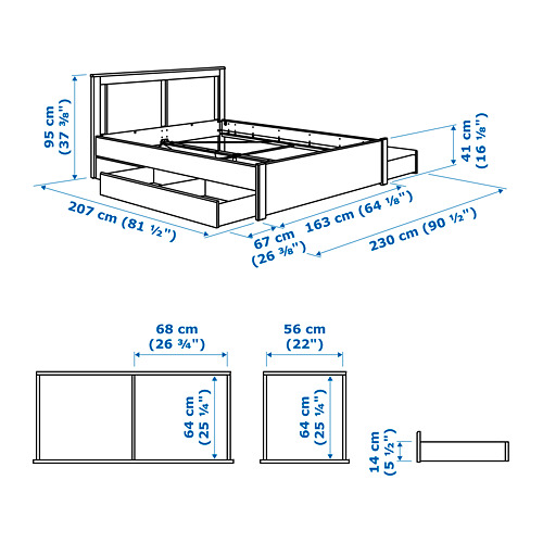 SONGESAND bed frame with 2 storage boxes