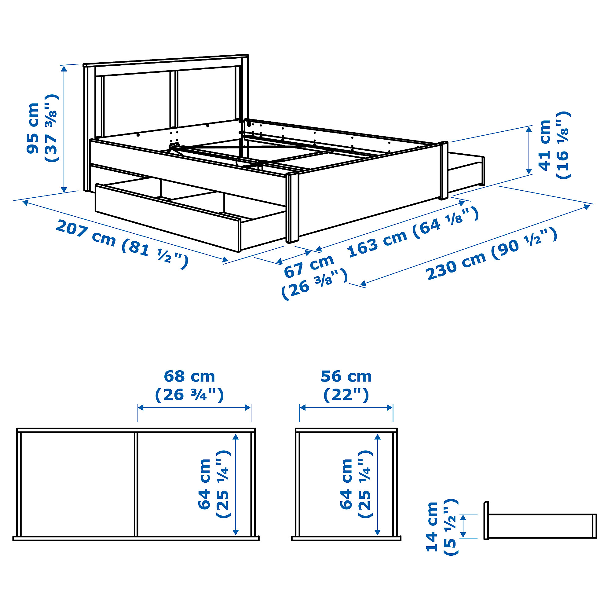 SONGESAND bed frame with 2 storage boxes, brown/Luröy IKEA Hong