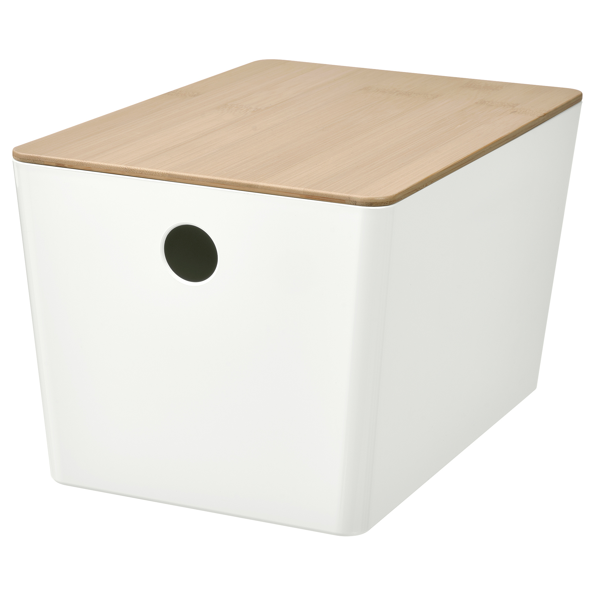 KUGGIS - 連蓋箱, 白色/竹, 18x26x15 厘米| IKEA 香港及澳門