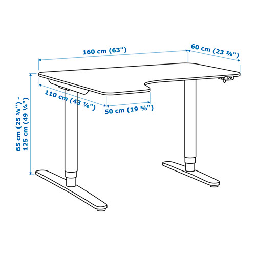 BEKANT corner desk left sit/stand