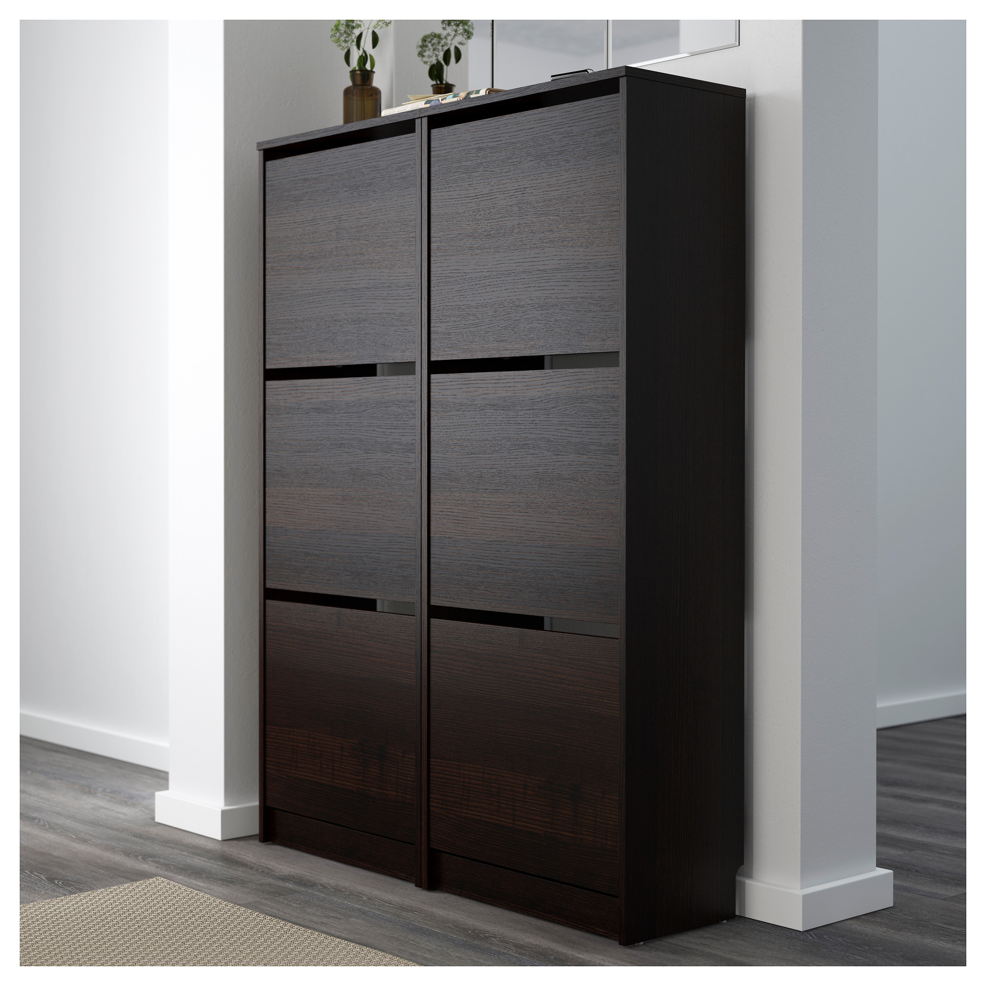 Bissa Shoe Cabinet With 3 Compartments Black Brown Ikea Hong Kong