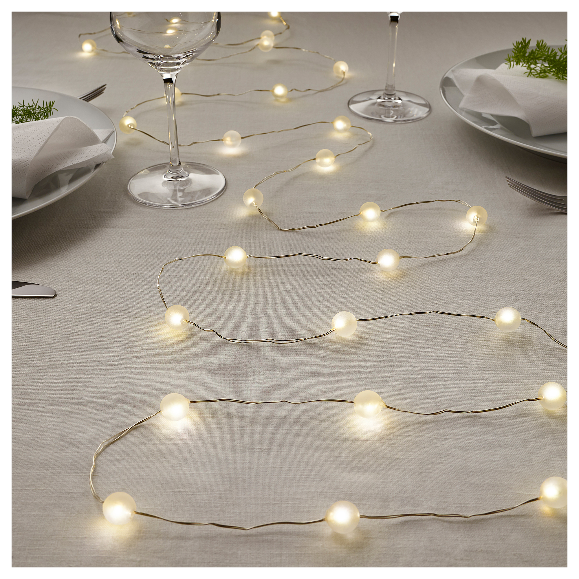 SNÖYRA LED lighting chain with 40 lights, indoor/batteryoperated silvercolour IKEA Hong