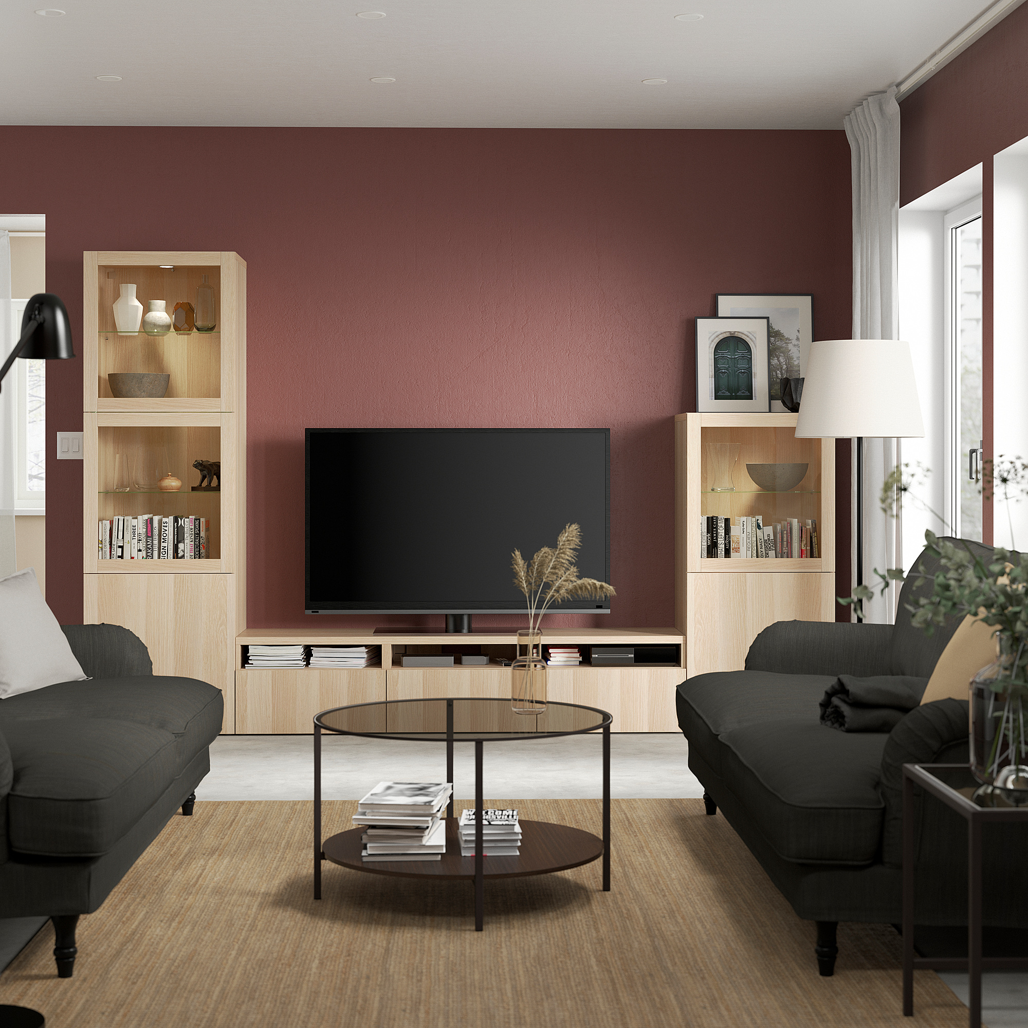 BESTÅ TV storage combination/glass doors