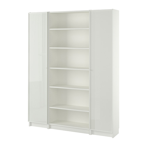BILLY/HÖGBO bookcase combination w glass doors