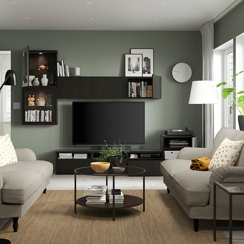 BESTÅ TV storage combination/glass doors