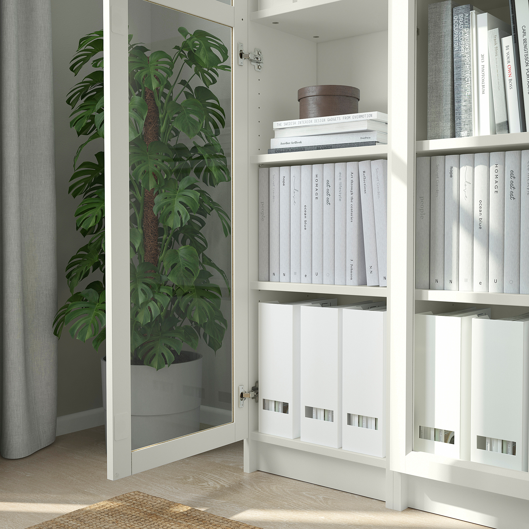 BILLY/OXBERG bookcase with glass-doors