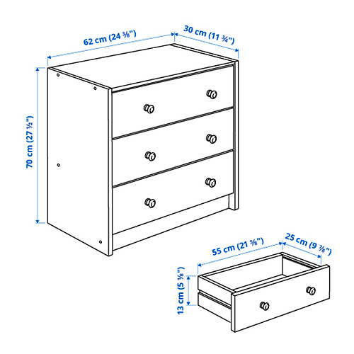 RAST chest of 3 drawers