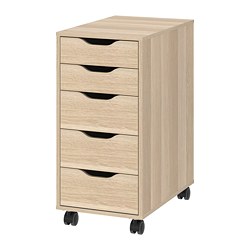 ALEX - drawer unit on castors, white stained oak effect/black