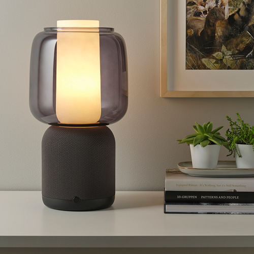 SYMFONISK speaker lamp w Wi-Fi, glass shade