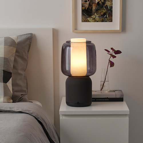 SYMFONISK speaker lamp w Wi-Fi, glass shade