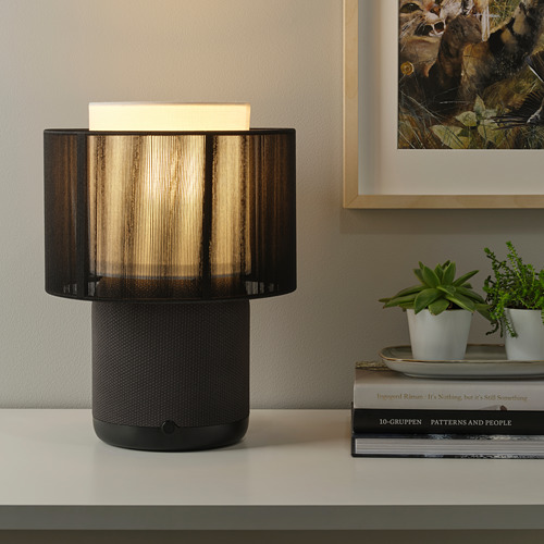 SYMFONISK speaker lamp w Wi-Fi, textile shade