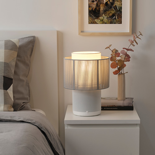 SYMFONISK speaker lamp w Wi-Fi, textile shade