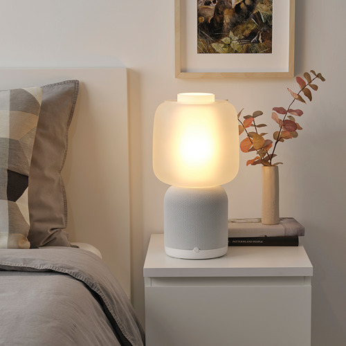 SYMFONISK speaker lamp w Wi-Fi, glass shade