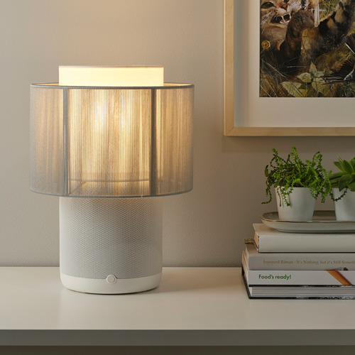 SYMFONISK speaker lamp w Wi-Fi, textile shade