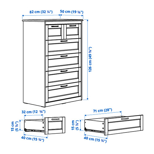 SONGESAND chest of 6 drawers