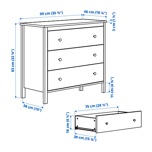 KOPPANG chest of 3 drawers