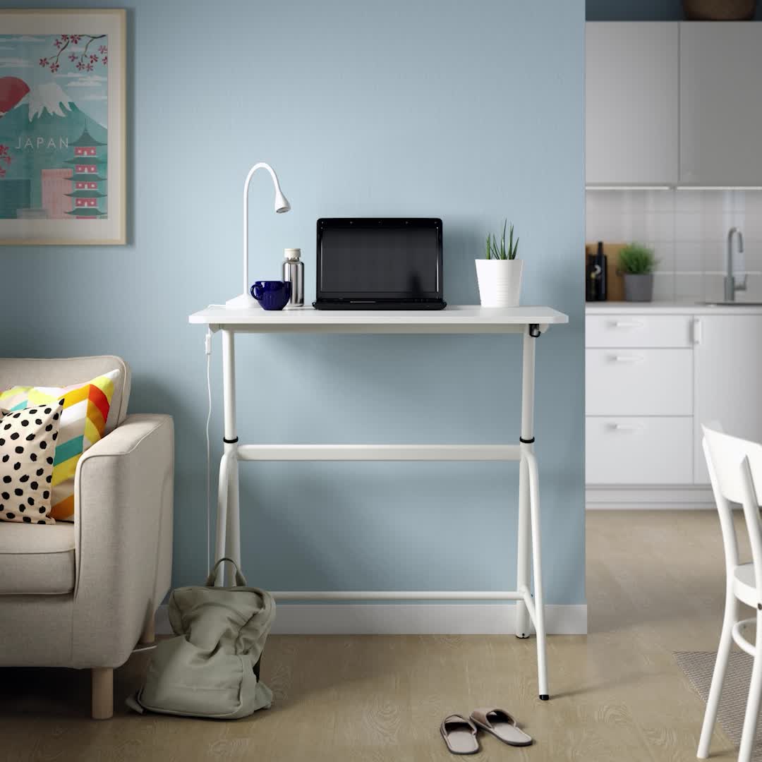 GLADHÖJDEN - desk sit/stand, white, 100x60 cm | IKEA Hong