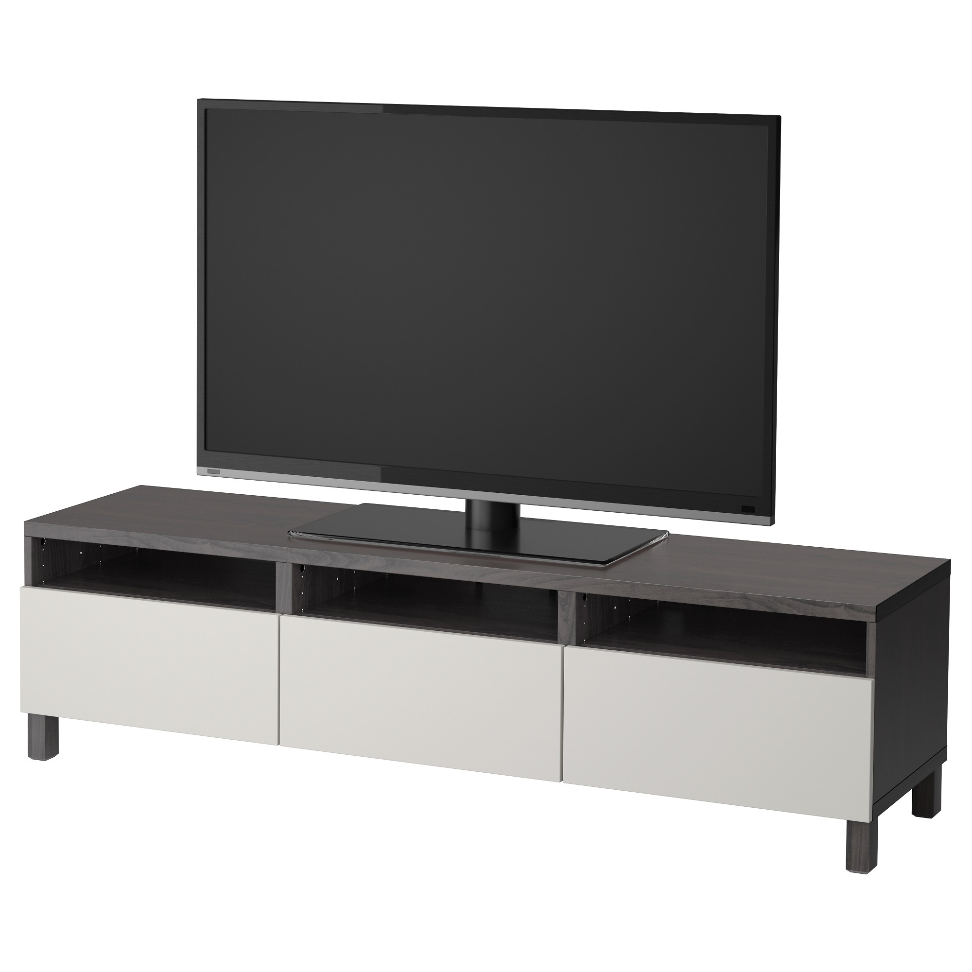 BESTÅ TV bench with drawers, blackbrown/Lappviken light grey IKEA