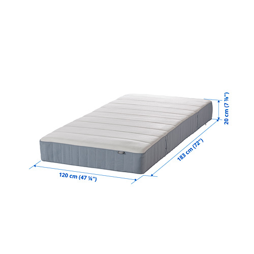 VESTERÖY pocket sprung mattress, firm/light blue, small double
