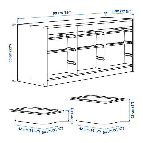 TROFAST storage combination with boxes