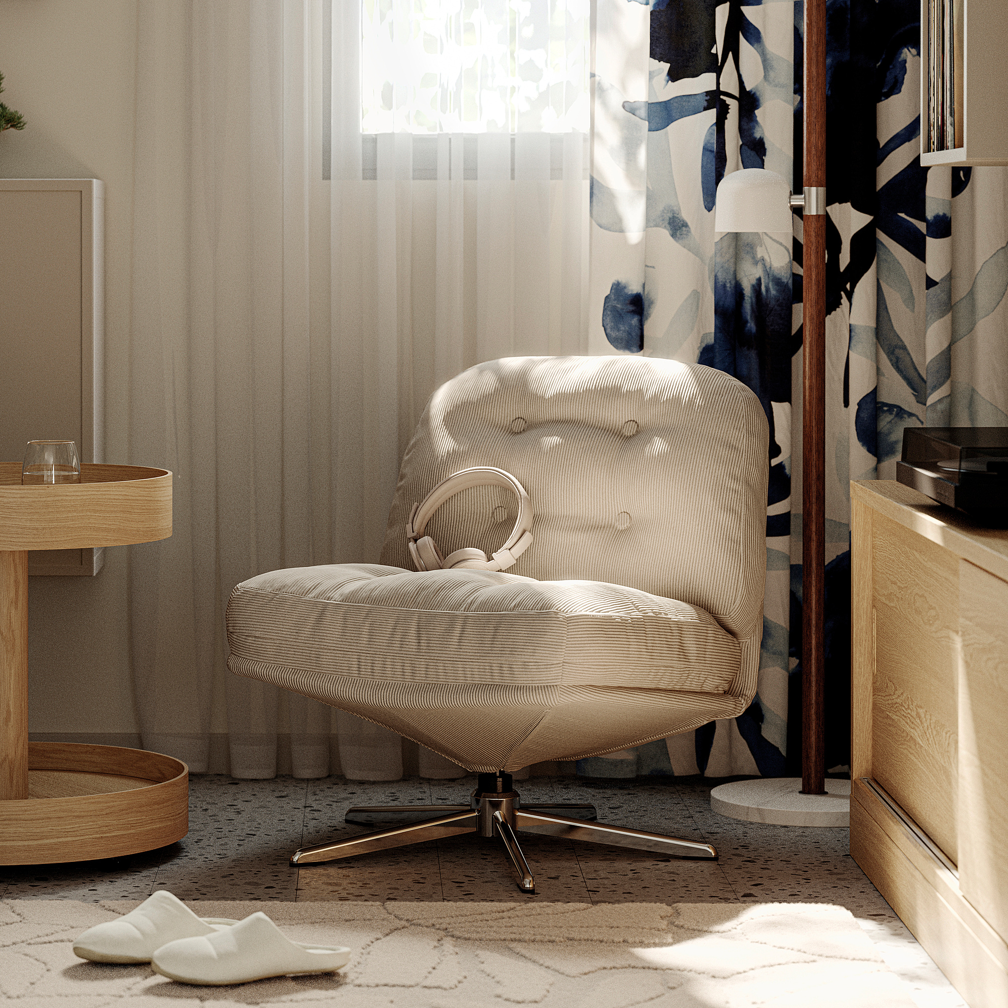 DYVLINGE - swivel easy chair, Kelinge beige | IKEA Hong Kong and Macau