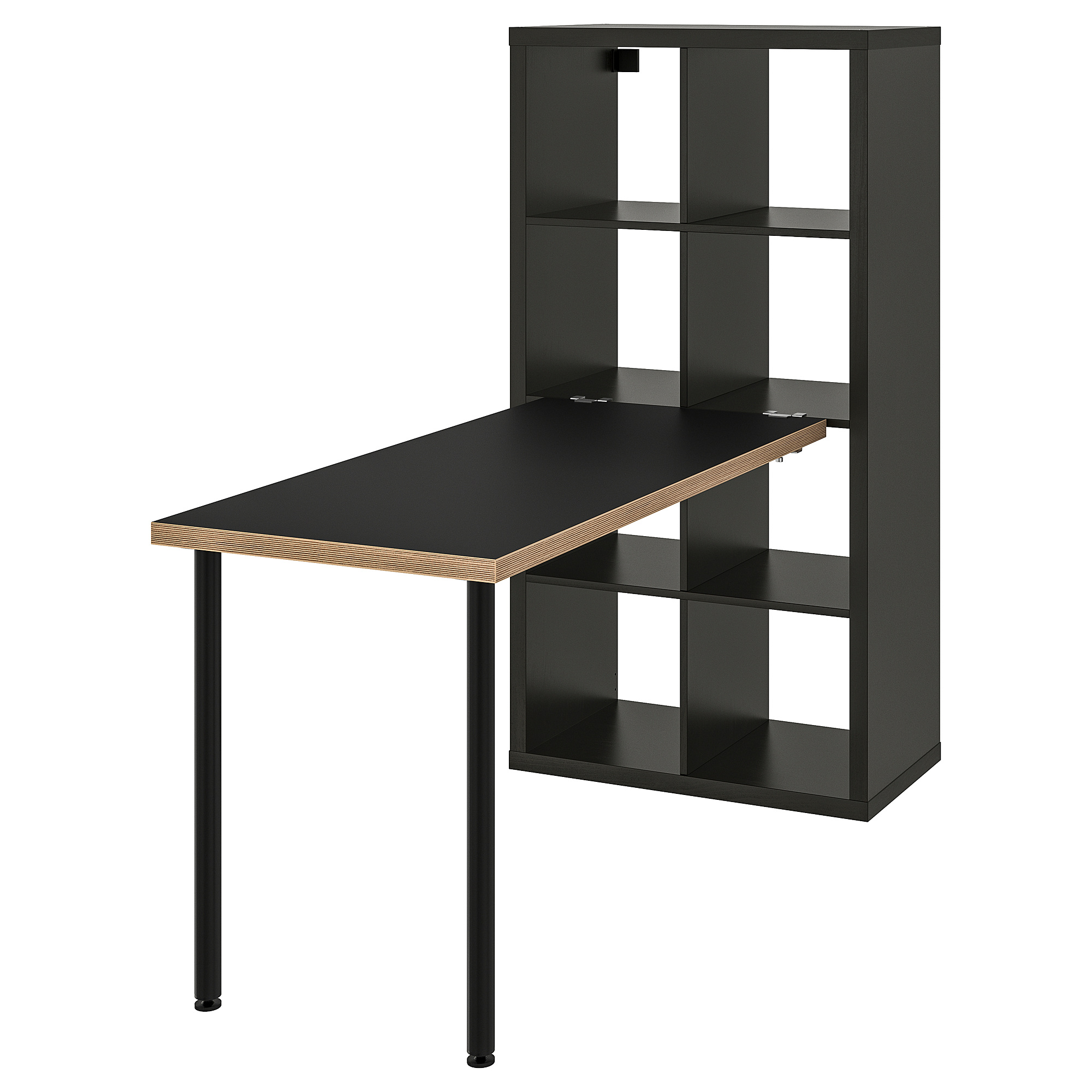 KALLAX desk combination, black/plywood IKEA Hong Kong and Macau