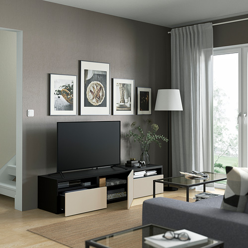 BESTÅ TV bench with drawers and door