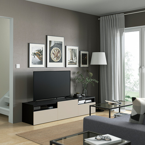 BESTÅ TV bench with drawers and door