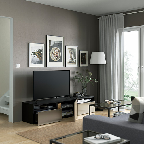 BESTÅ TV bench with drawers and door