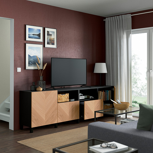 BESTÅ TV bench with doors and drawers