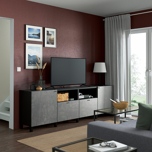 BESTÅ TV bench with doors and drawers