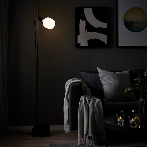 TRÅDFRI/HÅRSLINGA floor lamp with light bulb