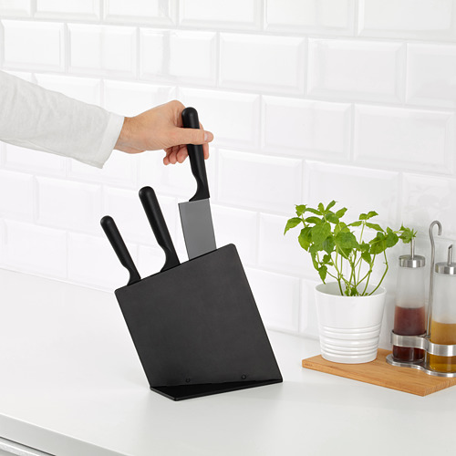 JÄMFÖRA knife block with 3 knives