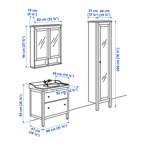 HEMNES/RÄTTVIKEN 浴室貯物組合 5件裝