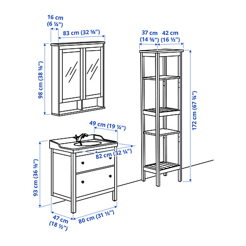 HEMNES/RÄTTVIKEN 浴室貯物組合 5件裝