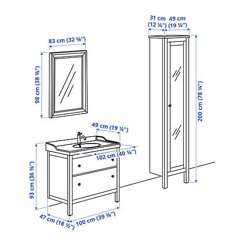 HEMNES/RÄTTVIKEN 浴室貯物組合 5件裝
