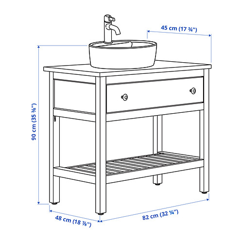 HEMNES/TÖRNVIKEN open wash-stand with 45 wash-basin