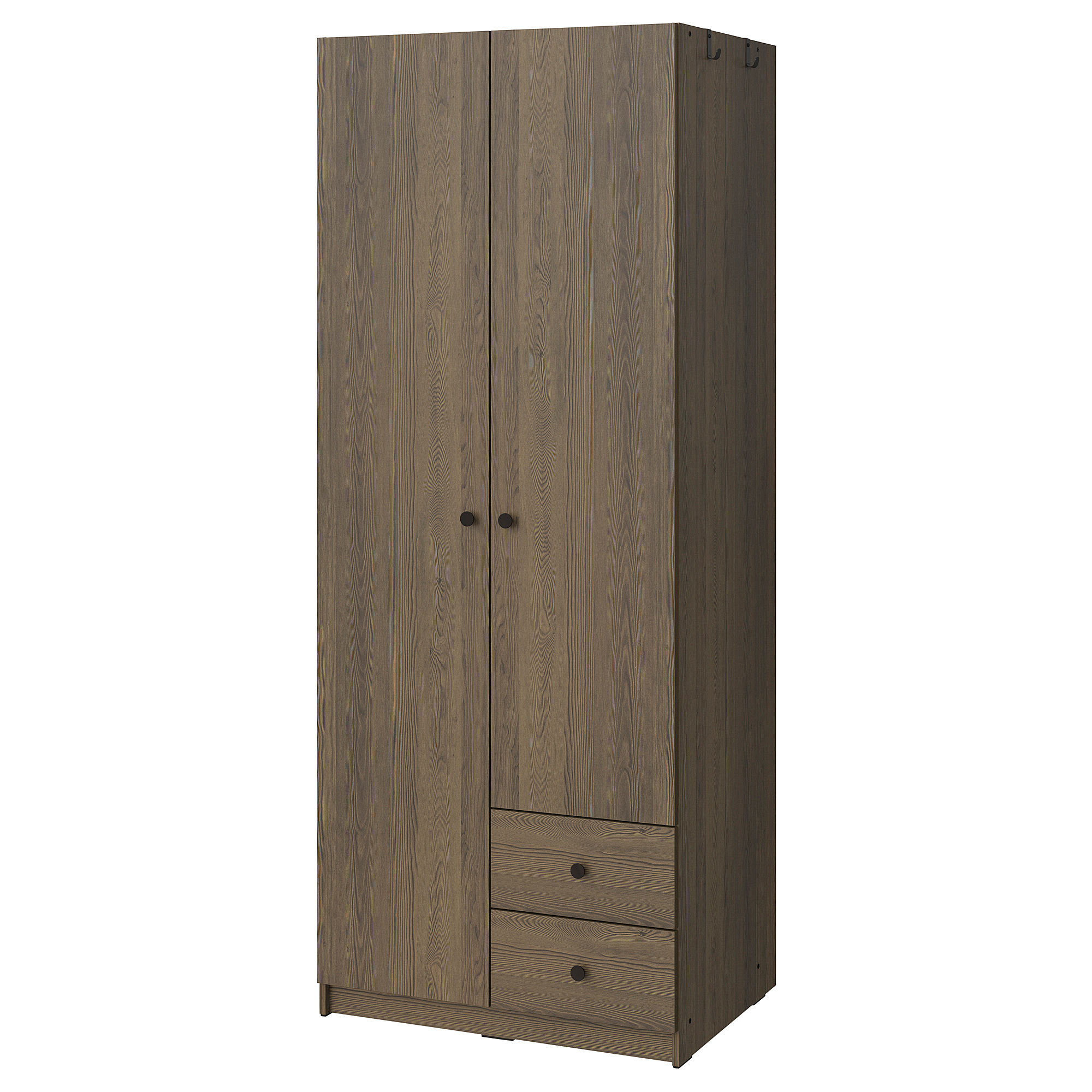 BRUKSVARA - wardrobe with 2 doors and 2 drawers, brown, 79x57x201