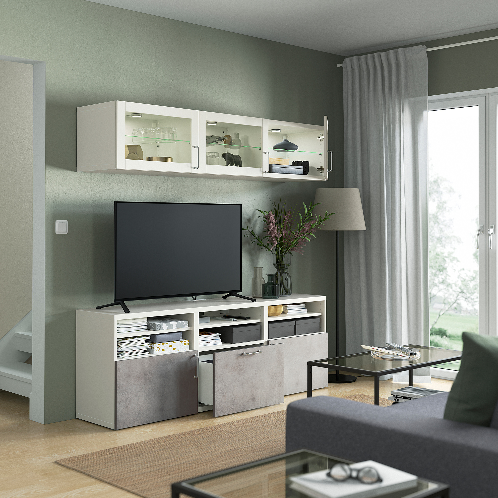 BESTÅ TV storage combination/glass doors