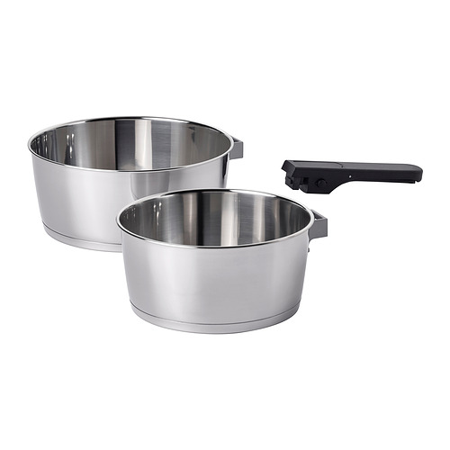 SLÄTROCKA cookware kit with detachable handle
