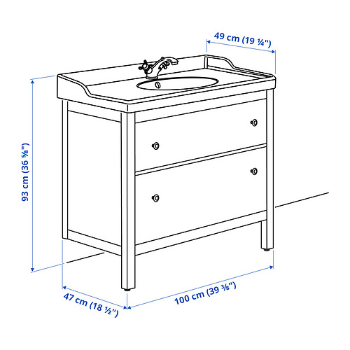 HEMNES/RÄTTVIKEN wash-stand with 2 drawers