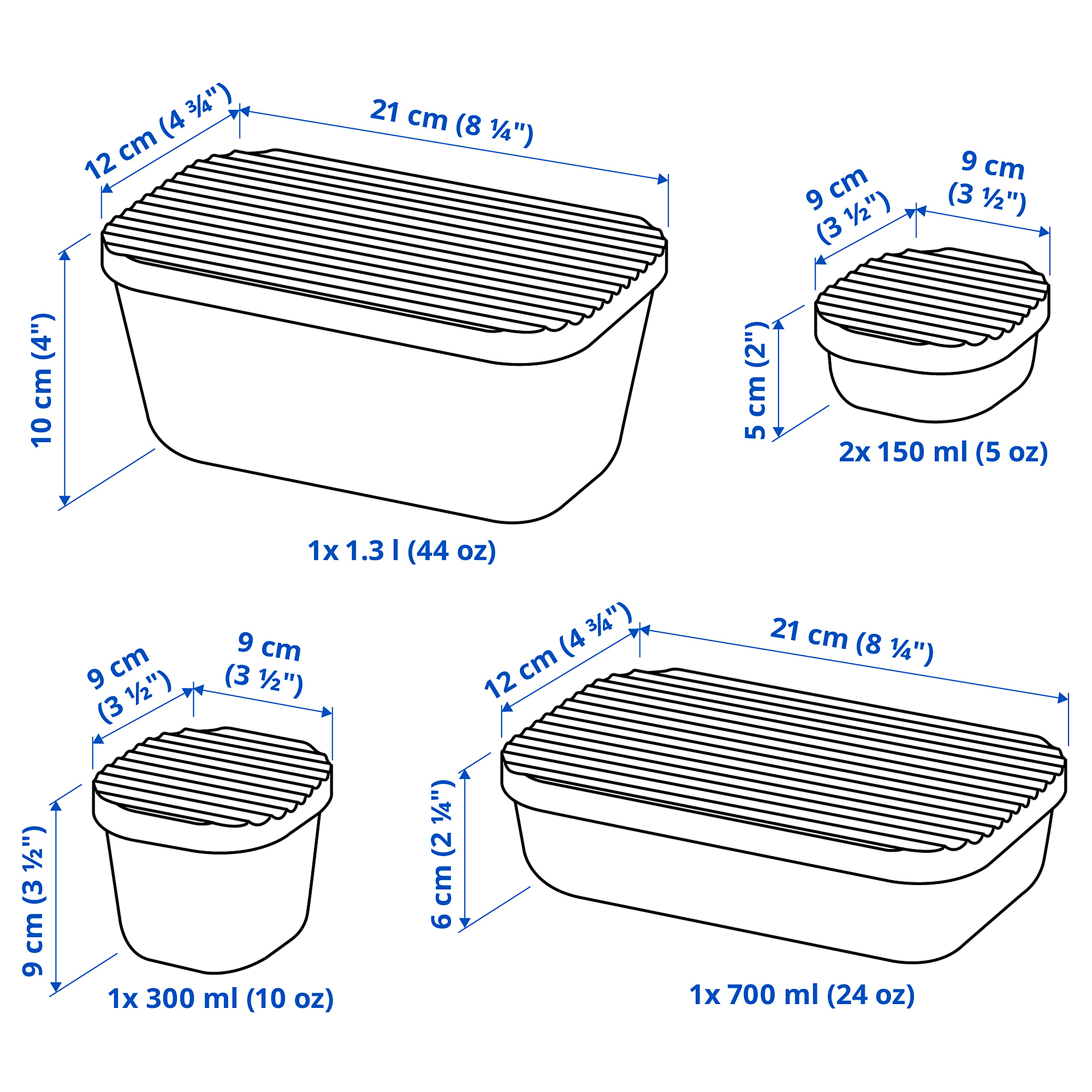 HAVSTOBIS food container with lid, set of 5