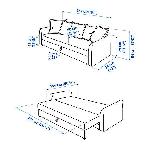 HOLMSUND 3座位梳化床