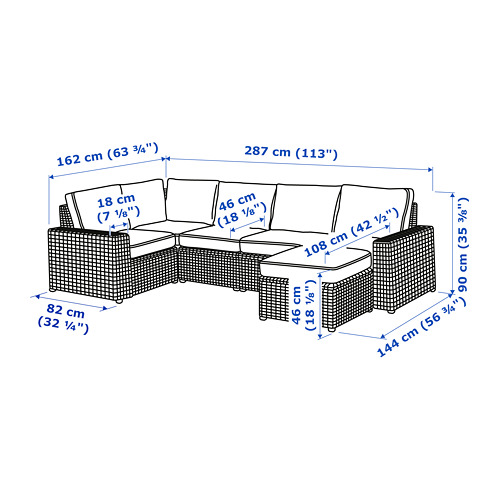 SOLLERÖN modular corner sofa 4-seat, outdoor