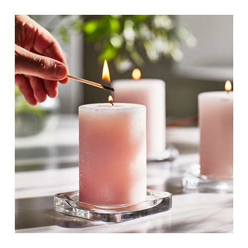 LUGNARE scented pillar candle, 30 hr, Jasmine/pink