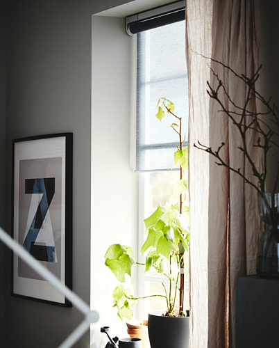 KADRILJ roller blind, 60x195 cm, wireless/battery-operated grey