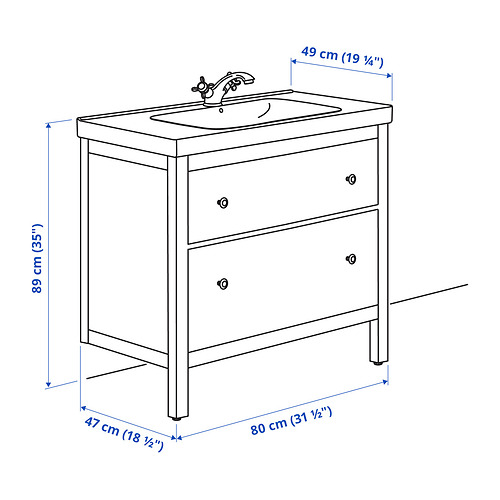 ODENSVIK/HEMNES wash-stand with 2 drawers