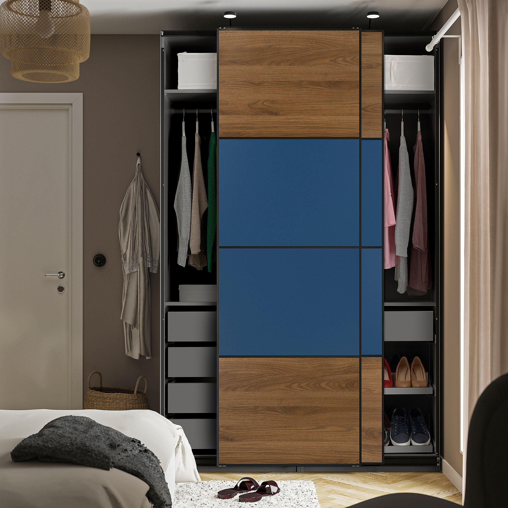 PAX/MEHAMN wardrobe with sliding doors