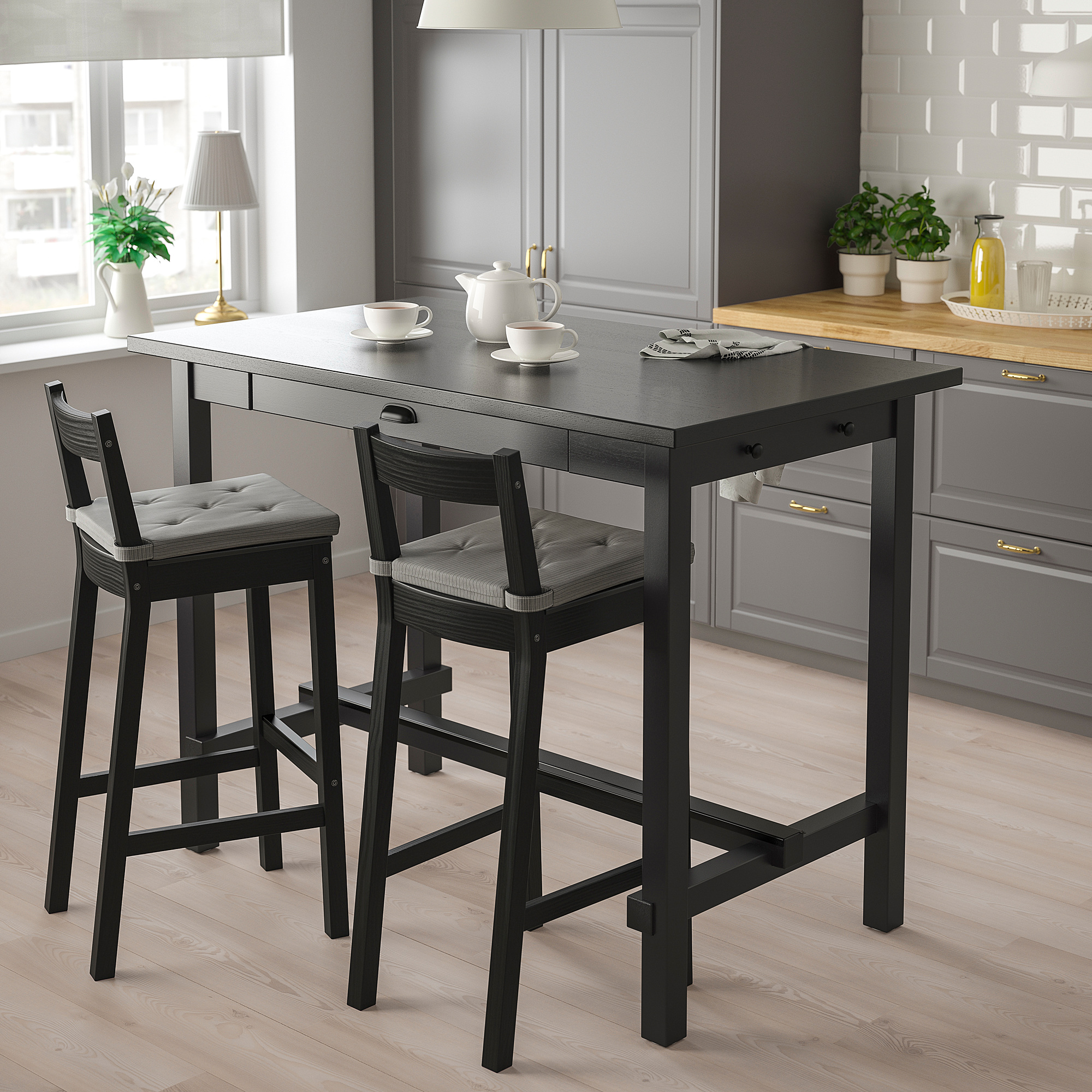 NORDVIKEN - bar stool with backrest, black | IKEA Hong Kong