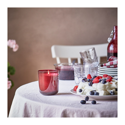 STÖRTSKÖN scented candle in glass, 50 hr, Berries/red
